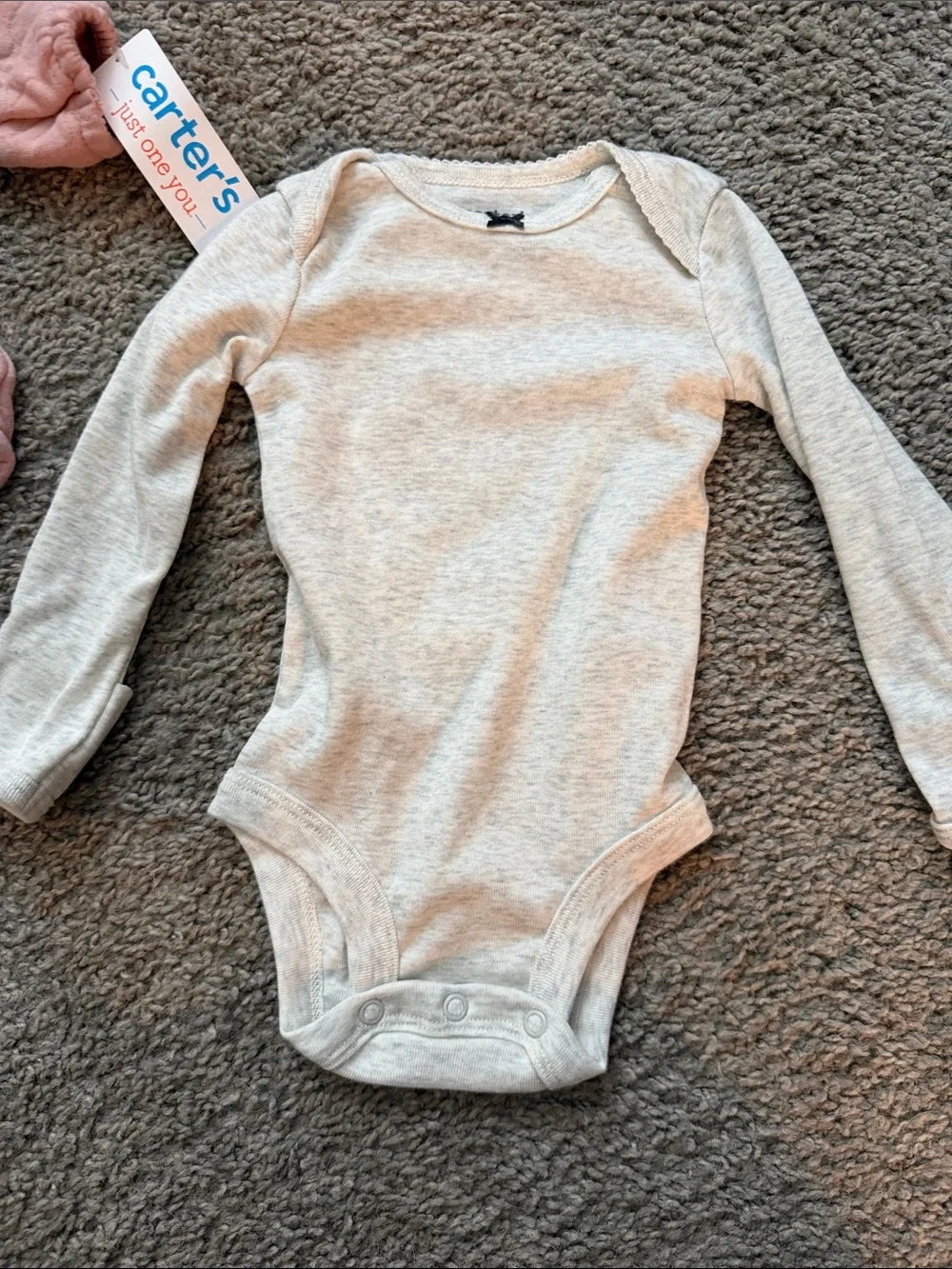Carter's Pink Quilted and Cream Long-Sleeve Baby One-Pieces